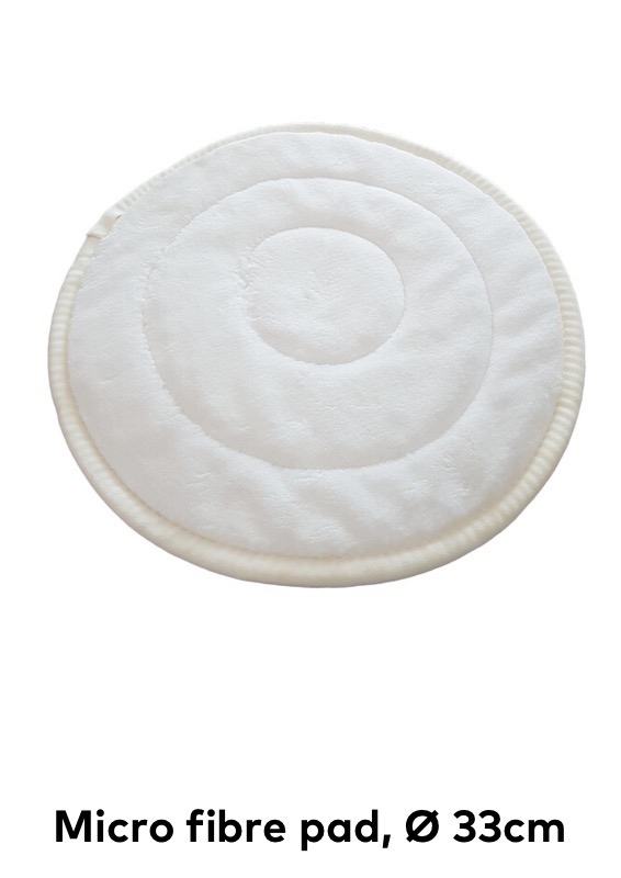 Round white cloth pad for use with a floor scrubber